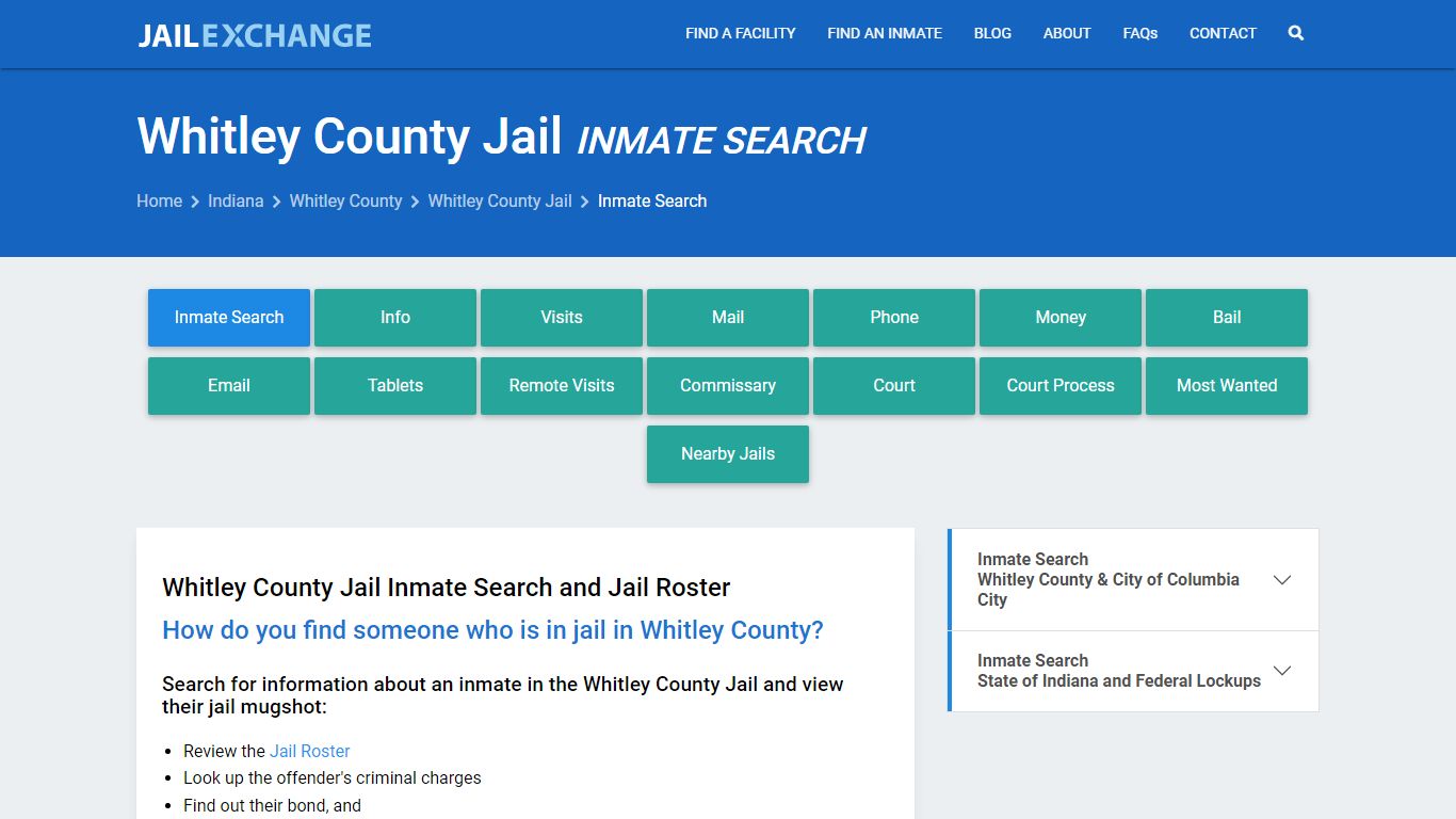 Inmate Search: Roster & Mugshots - Whitley County Jail, IN